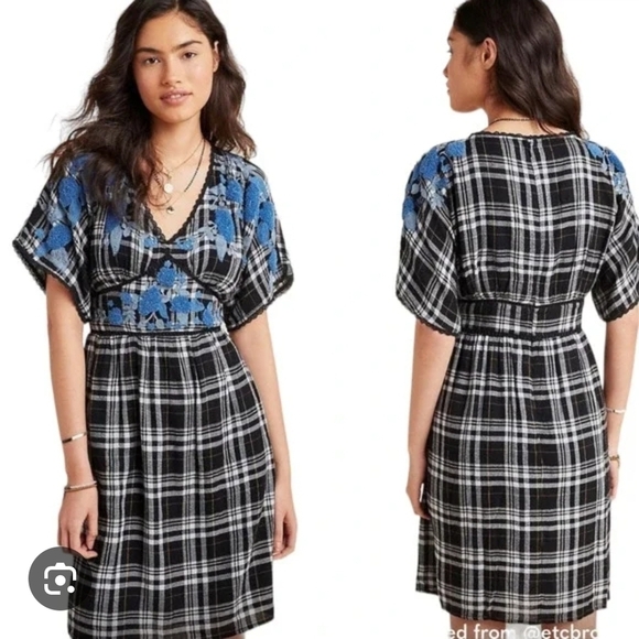Anthropologie Dresses & Skirts - Anthropologie A+plus Sarah  Black and Blue Plaid Tunic Dress